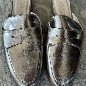 Catherine Malandrino Pewter Metallic Slides Size 8